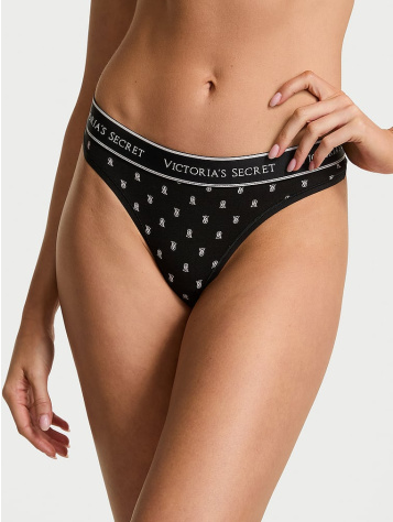 Logo Cotton Thong Panty