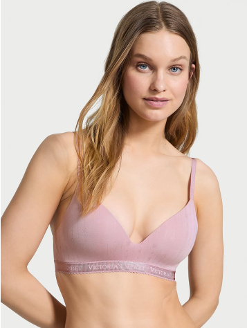 Pointelle Logo Lightly Lined Wireless Bra