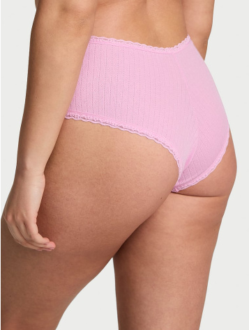 Cotton Pointelle Lace-Waist Cheeky